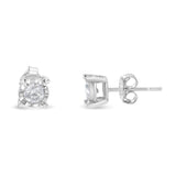 .925 Sterling Silver 1/2 Cttw Near Colorless Round Brilliant-Cut Diamond Miracle-Set Stud Earrings (H-I Color, I2-I3 Clarity)-One Size-2