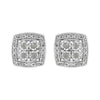  .925 Sterling Silver 1/4 cttw Round Cut Diamond Square Shape Milgrain Stud Earrings (I-J Color, I3 Clarity)-One Size-1