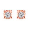  10K Rose Gold over .925 Sterling Silver 1/5 Cttw Round Near Colorless Diamond Miracle-Set Stud Earrings (J-K Color, I2-I3 Clarity)-One Size-1