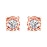10K Rose Gold over .925 Sterling Silver 1/5 Cttw Round Near Colorless Diamond Miracle-Set Stud Earrings (J-K Color, I2-I3 Clarity)-One Size-1