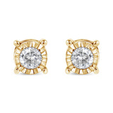 10K Yellow Gold over .925 Sterling Silver 1/5 Cttw Round Near Colorless Diamond Miracle-Set Stud Earrings (J-K Color, I2-I3 Clarity)-One Size-1
