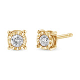10K Yellow Gold over .925 Sterling Silver 1/5 Cttw Round Near Colorless Diamond Miracle-Set Stud Earrings (J-K Color, I2-I3 Clarity)-One Size-2