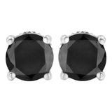 .925 Sterling Silver 1/2 Cttw Round Brilliant-Cut Black Diamond Classic 4-Prong Stud Earrings with Screw Backs (Fancy Color-Enhanced, I2-I3 Clarity)-One Size-1