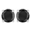  .925 Sterling Silver 1.00 Cttw Round Brilliant-Cut Black Diamond Classic 4-Prong Stud Earrings with Screw Backs (Fancy Color-Enhanced, I2-I3 Clarity)-One Size-1