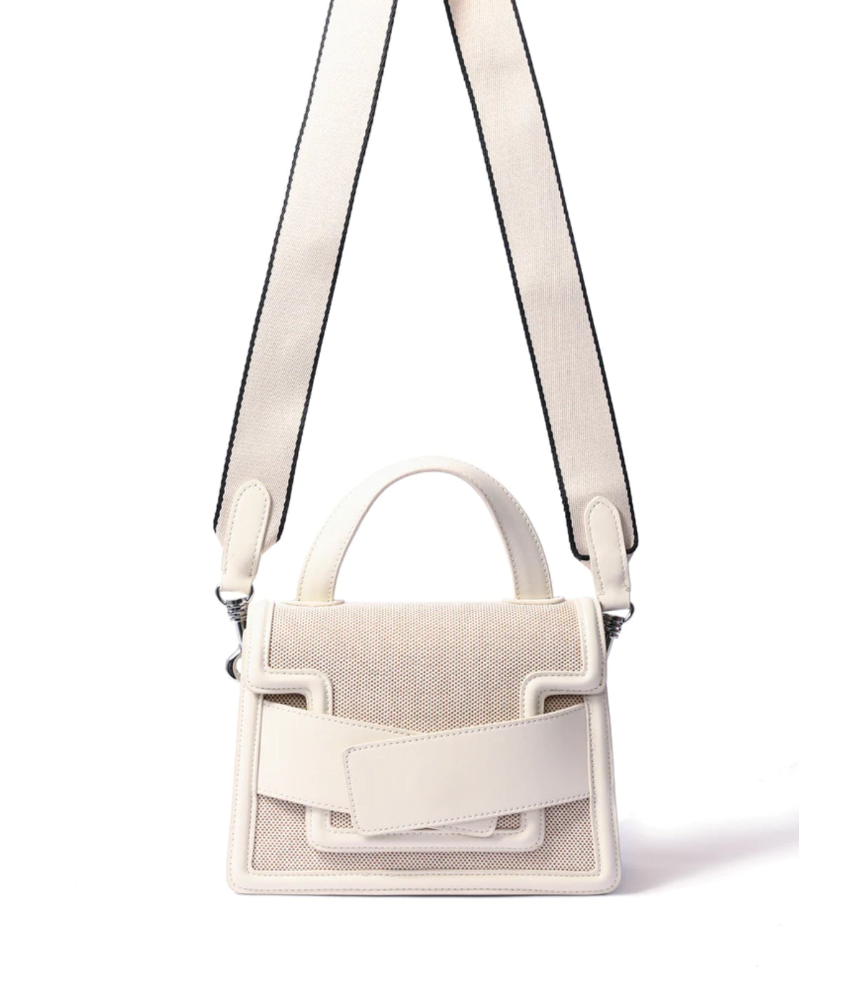 Evelyn Bag in Canvas and Genuine Leather White