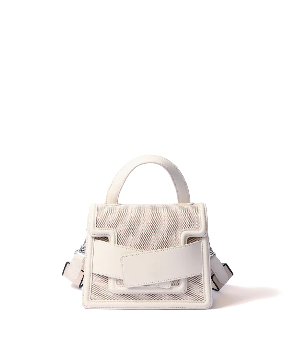 Evelyn Bag in Canvas and Genuine Leather White