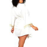 Plus Size Adele Satin Robe with Lace