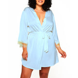 Plus Size Adele Satin Robe with Lace