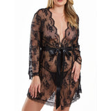 Madylin Plus Size Soft Fine Sheer Lace Robe