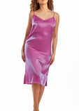 Autumn Iridescent Satin Dress with Adjustable Straps