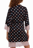 Harmony Viscose Hearts Robe  with Self Tie Sash