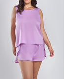 Satin Sleeveless Top & Shorts Set Plus