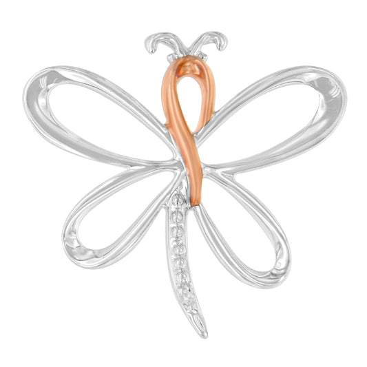 10K Rose Gold over .925 Sterling Silver Diamond-Accented Dragonfly 18" Pendant Necklace (H-I Color, I1-I2 Clarity)-1