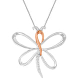 10K Rose Gold over .925 Sterling Silver Diamond-Accented Dragonfly 18" Pendant Necklace (H-I Color, I1-I2 Clarity)-2