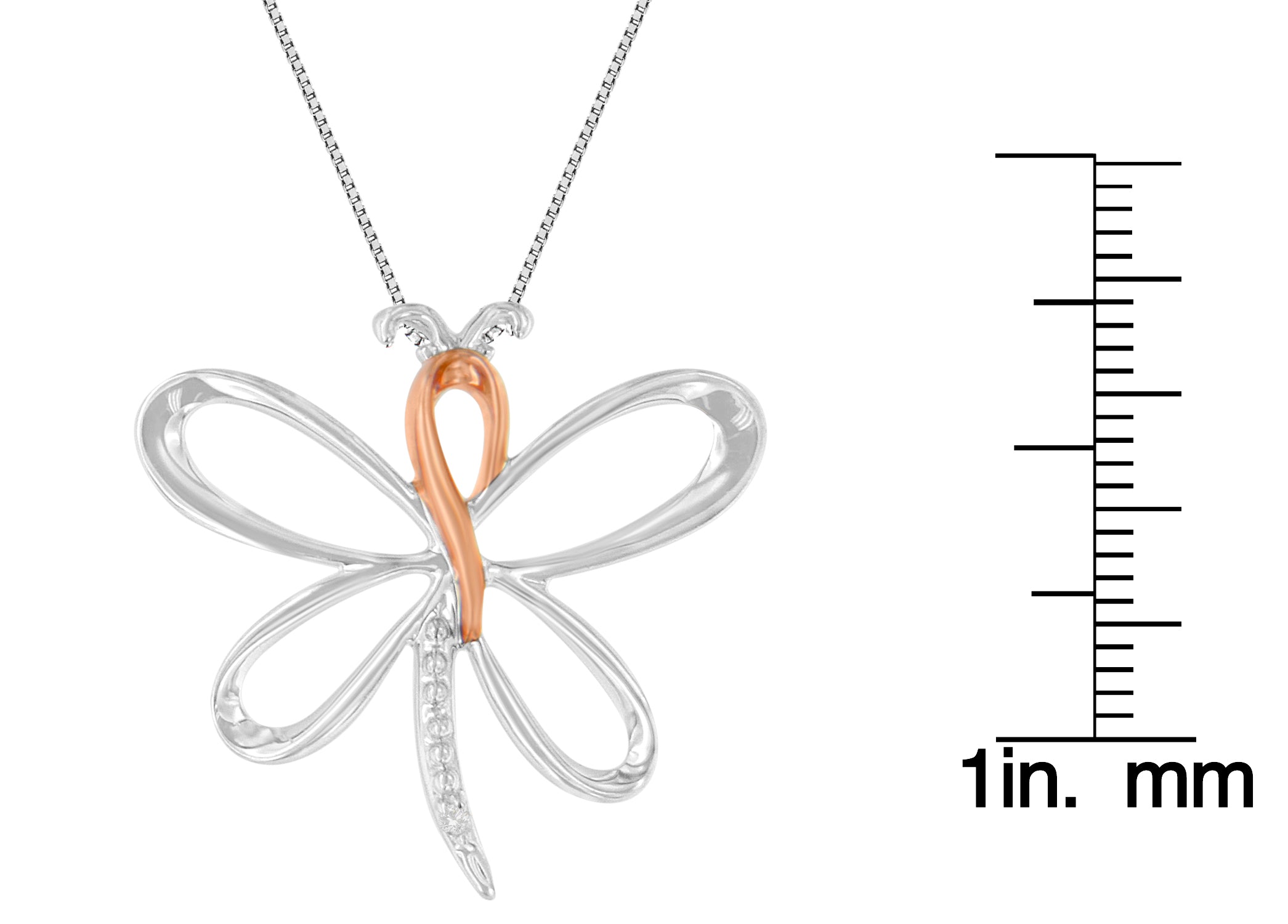 10K Rose Gold over .925 Sterling Silver Diamond-Accented Dragonfly 18" Pendant Necklace (H-I Color, I1-I2 Clarity)-4