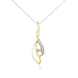 Espira 10K Two-Tone Gold Round Cut Diamond Cascade Pendant Necklace (1/10 cttw, J-K Color, I2-I3 Clarity)-18"-1