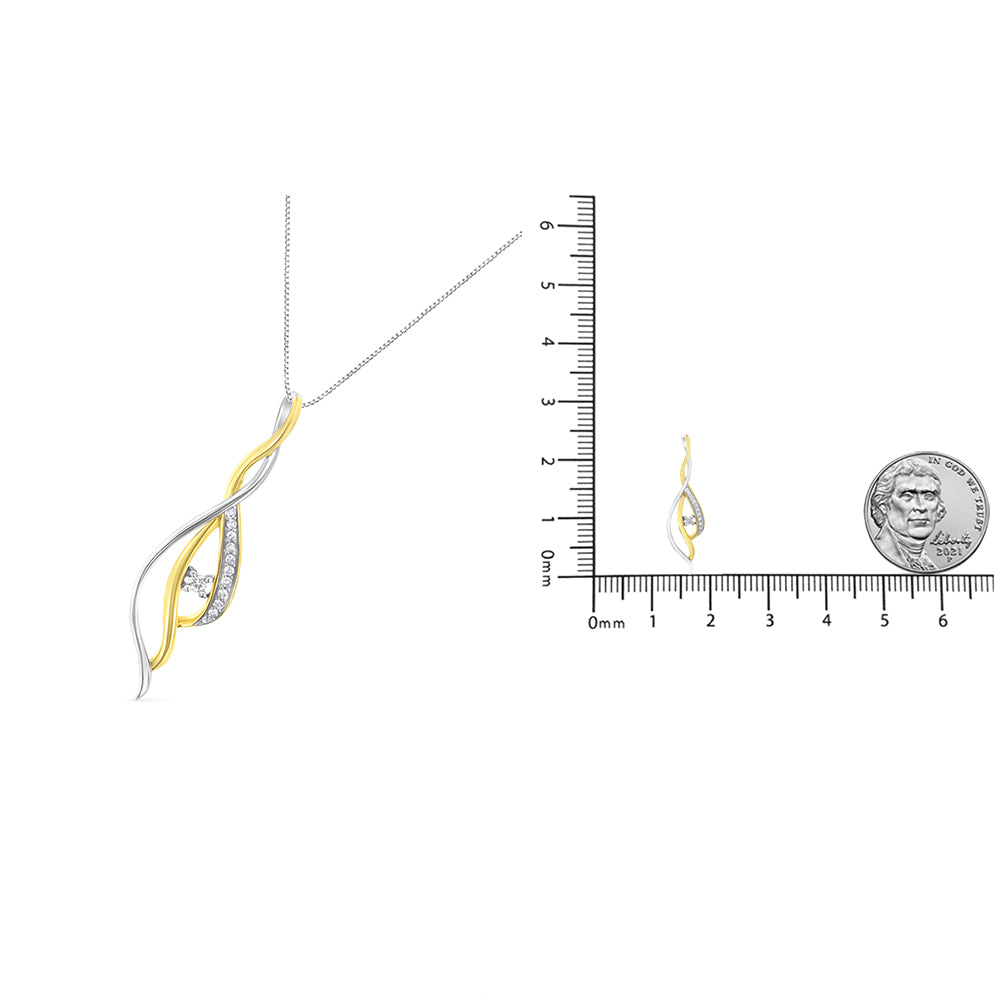 Espira 10K Two-Tone Gold Round Cut Diamond Cascade Pendant Necklace (1/10 cttw, J-K Color, I2-I3 Clarity)-18"-4