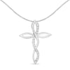  .925 Sterling Silver 1/4 cttw Diamond Cross Pendant Necklace (I-J, I3)-18