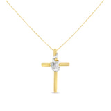 Espira 10K Two-Tone Yellow & White Gold Diamond-Accented Spiral & Cross 18" Pendant Necklace (J-K Color, I2-I3 Clarity)-2