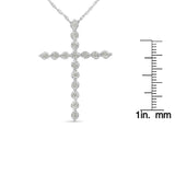 .925 Sterling Silver 1/6 Cttw Brilliant-Cut Diamond Miracle-Set Shared Prong Cross 18" Pendant Necklace (I-J Color, I2-I3 Clarity)-4