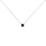 .925 Sterling Silver Bezel Set 3.5mm Created Amethyst Gemstone Solitaire 18" Pendant Necklace-2