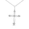  .925 Sterling Silver Round Cut Diamond Accent Cross Pendant Necklace (1/15 cttw, I-J Color, I3 Clarity)-18