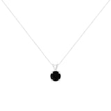 .925 Sterling Silver 1.0 cttw Treated Black Round-Cut Solitaire 4-Prong Set Diamond 18" Pendant Necklace-2