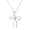  .925 Sterling Silver Diamond Accent Cross Ribbon 18