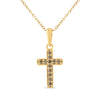  10K Yellow Gold Flashed .925 Sterling Silver 1/4 Cttw Champagne Diamond Cross Pendant Necklace (K-L Color, I1-I2 Clarity)-18