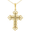  10K Yellow Flashed .925 Sterling Silver 1/4 Cttw Champagne Diamond Filigree Cross Pendant Necklace (K-L Color, I1-I2 Clarity)-18