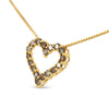  14K Yellow Gold Plated .925 Sterling Silver 1.0 Cttw Champagne Diamond Heart Pendant Necklace (K-L Color, I1-I2 Clarity)-18