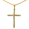  14K Yellow Gold Plated .925 Sterling Silver 1/2 Cttw Champagne Diamond Cross Pendant Necklace (K-L Color, I1-I2 Clarity)-18
