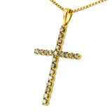 14K Yellow Gold Plated .925 Sterling Silver 1/2 Cttw Champagne Diamond Cross Pendant Necklace (K-L Color, I1-I2 Clarity)-18"-2