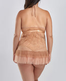 Haltered Lace & Pleat Tier Skirt Babydoll PLUS