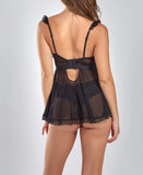 Soft Cup Mesh Babydoll with Lace Trim