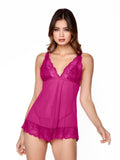 Shiloh Soft Lace, Mesh, Satin, and Lace Babydoll 2 Piece Set