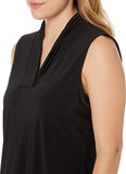 Triple Pleat Split Neck Top