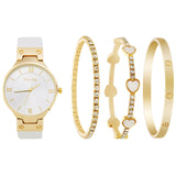 Analog Watch-Heart Bracelet Set