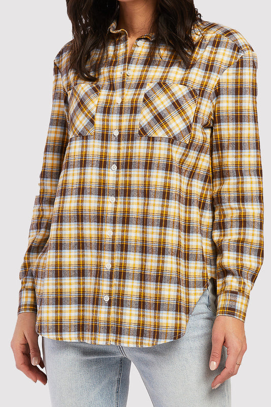 Yellow Brown Lurex Plaid