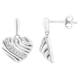 Sterling Silver Heart Diamond Accent Puff Earrings (I-J, I1-I2)-One Size-2