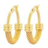 Half Mesh Hoop Linked Earrings