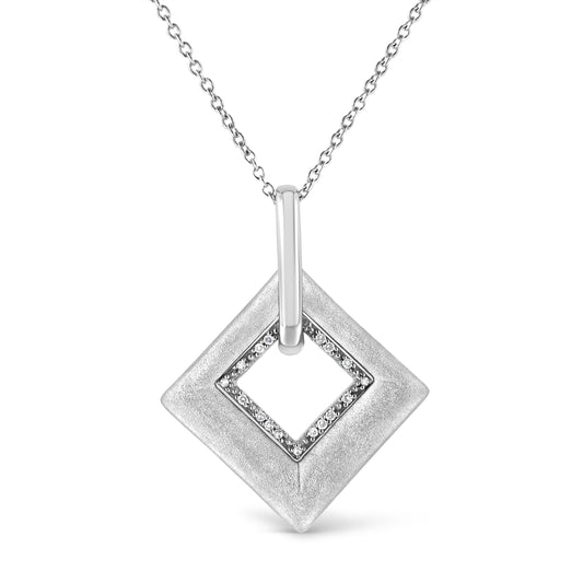 .925 Sterling Silver Pave-Set Diamond Accent Kite Shape 18" Pendant Necklace (I-J Color, I1-I2 Clarity)-1