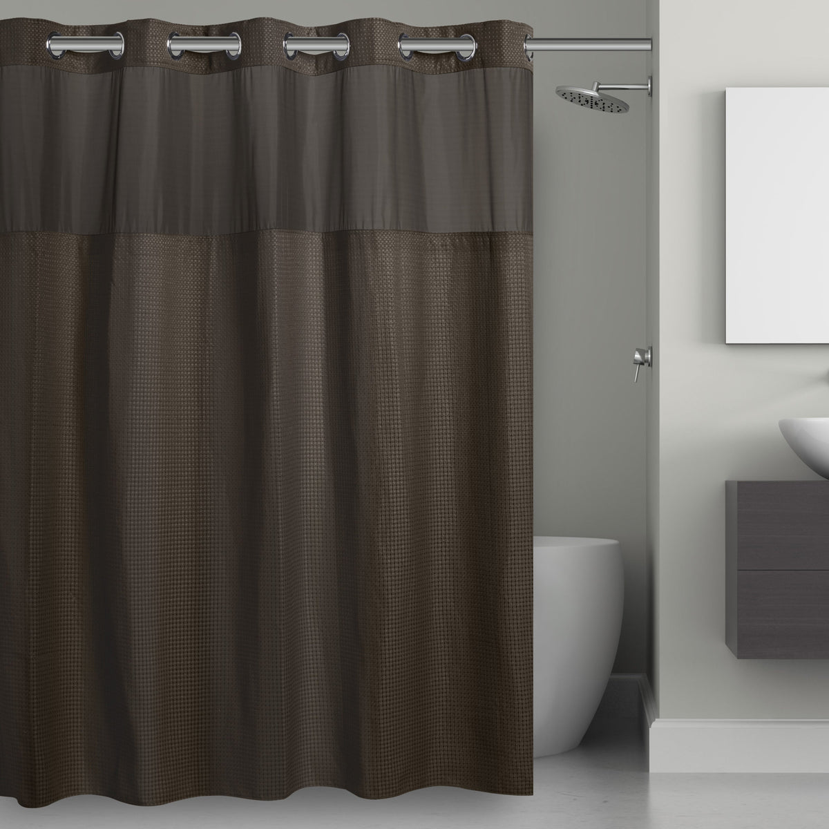 Waffle Shower Curtain Graphite Grey