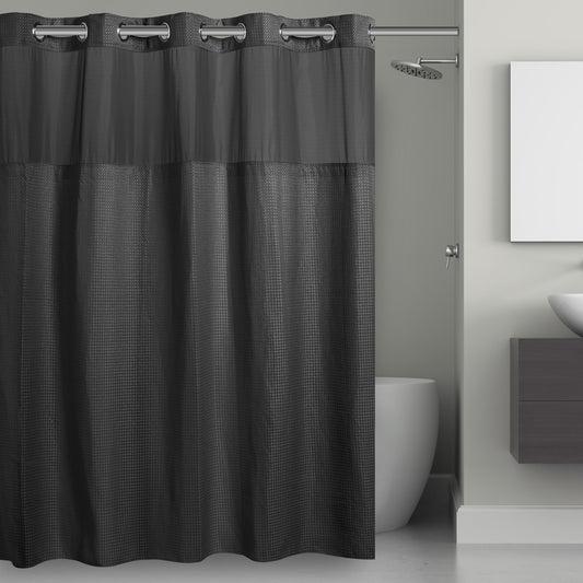 Waffle Shower Curtain Black