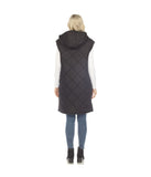 Women's Diamond Quilted Hooded Puffer Vest Black