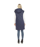 Women's Diamond Quilted Hooded Puffer Vest Navy