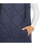 Women's Diamond Quilted Hooded Puffer Vest Navy