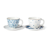 Blue Bay Teacup & Saucers Set of 2