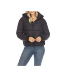 Women's Full Front Zip Hooded Bomber Puffer Jacket Black