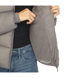 Women's Full Front Zip Hooded Bomber Puffer Jacket Grey